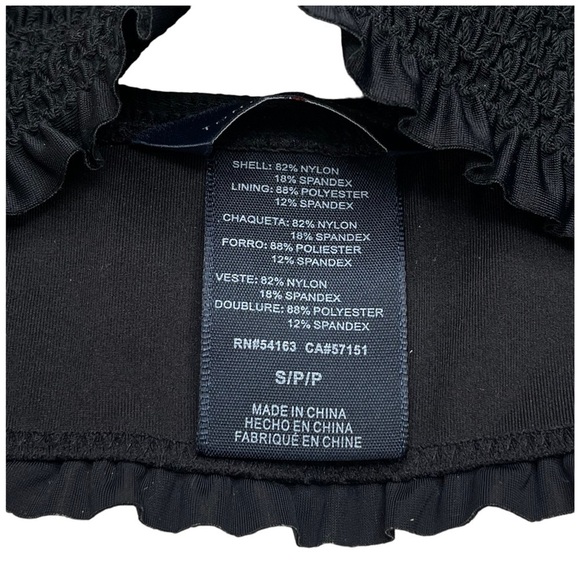 Tommy Hilfiger Black Smocked Halter Bikini Womens Swim Top Size Small - Picture 9 of 11